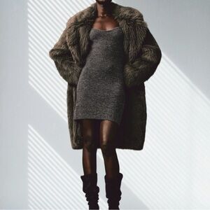 NWT H&M Rib-Knit Dress Dark‎ Gray Melange M